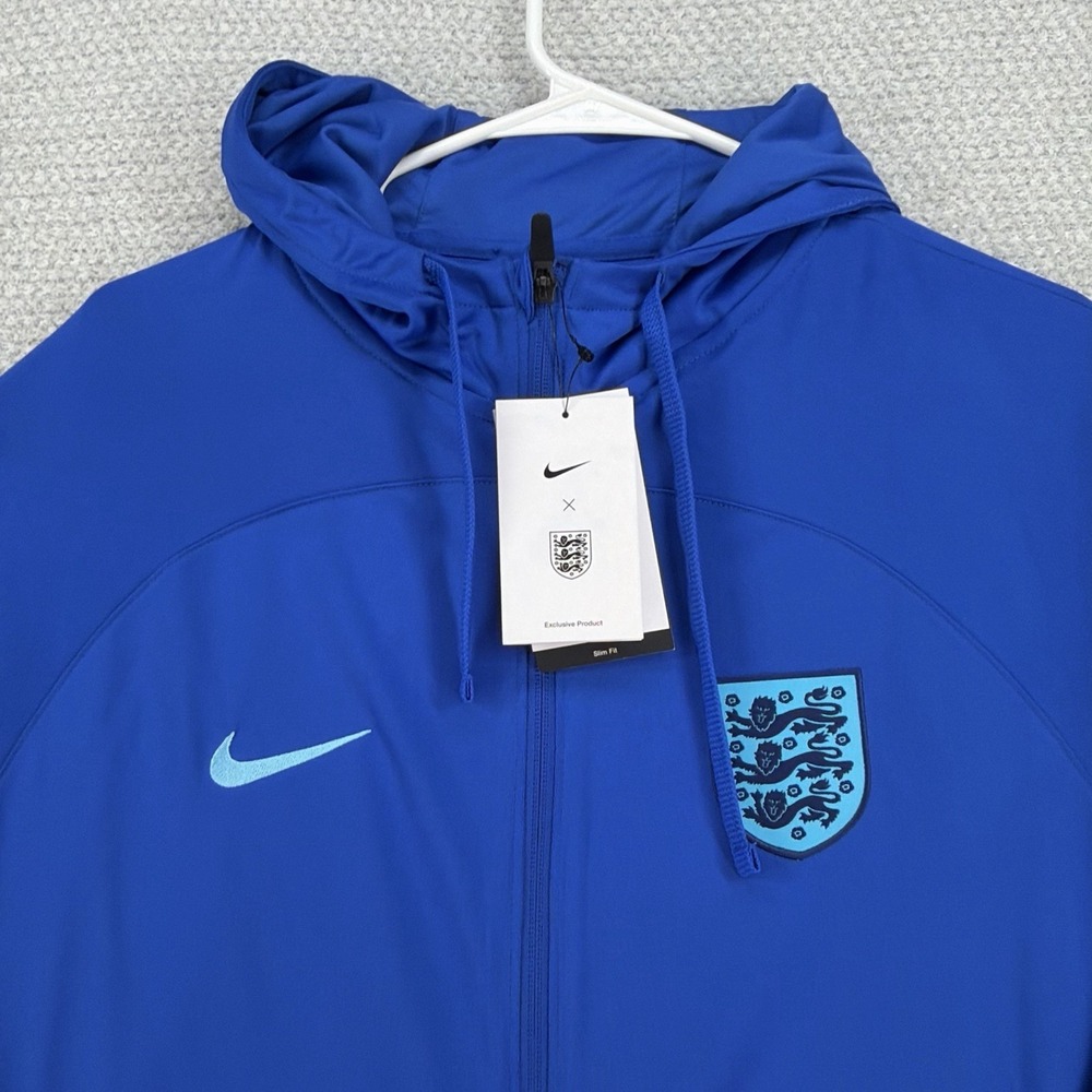 Nike England Strike Hooded Track Jacket Mens Large Blue Full Zip Slim Fit Soccer - Picture 2 of 16